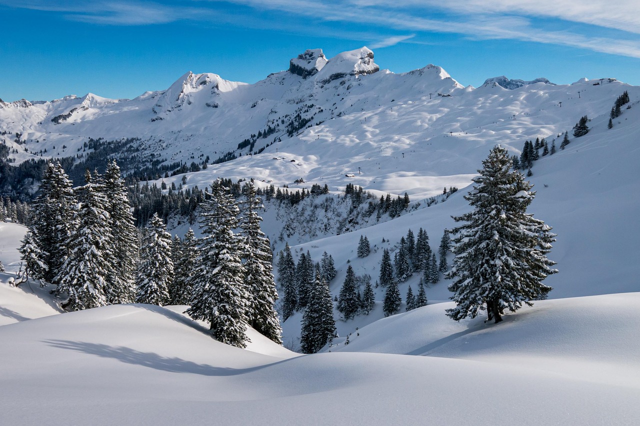 Scenic landscape of green valleys